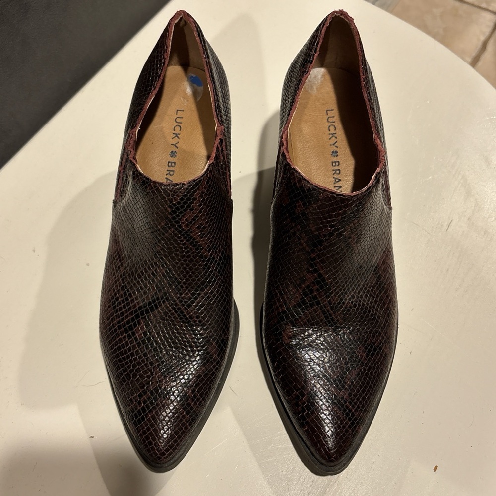 Lucky Brand Dark Red Snakeskin Loafers